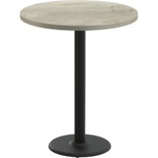 Special-T Cantina-2 Dining Table - Aged Driftwood Round Top - Black, Powder Coated Base x 36