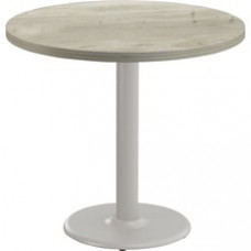 Special-T Cantina-2 Dining Table - Aged Driftwood Round Top - Fog Gray, Powder Coated Base x 36