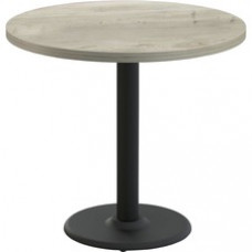 Special-T Cantina-2 Dining Table - Aged Driftwood Round Top - Black, Powder Coated Base x 42