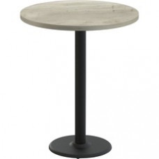 Special-T Cantina-2 Dining Table - Aged Driftwood Round Top - Black, Powder Coated Base x 42