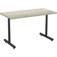 Special-T Kingston Training Table Component - Aged Driftwood Rectangle Top - Black T-shaped Base - 48
