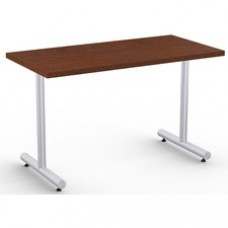 Special-T Kingston Training Table Component - Mahogany Rectangle Top - Metallic Sand T-shaped Base - 48
