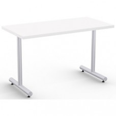 Special-T Kingston Training Table Component - White Rectangle Top - Metallic Sand T-shaped Base - 48