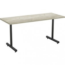 Special-T Kingston Training Table Component - Aged Driftwood Rectangle Top - Black T-shaped Base - 60