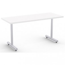 Special-T Kingston Training Table Component - White Rectangle Top - Metallic Sand T-shaped Base - 60