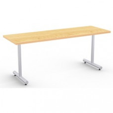 Special-T Kingston Training Table Component - Crema Maple Rectangle Top - Metallic Sand T-shaped Base - 72