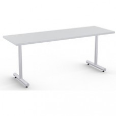 Special-T Kingston Training Table Component - Light Gray Rectangle Top - Metallic Sand T-shaped Base - 72