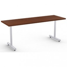 Special-T Kingston Training Table Component - Mahogany Rectangle Top - Metallic Sand T-shaped Base - 72
