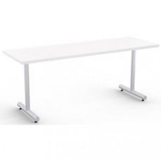 Special-T Kingston Training Table Component - White Rectangle Top - Metallic Sand T-shaped Base - 72