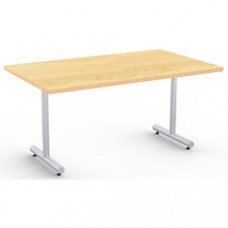 Special-T Kingston Training Table Component - Crema Maple Rectangle Top - Metallic Sand T-shaped Base - 60