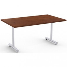 Special-T Kingston Training Table Component - Mahogany Rectangle Top - Metallic Sand T-shaped Base - 60