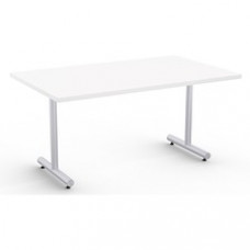 Special-T Kingston Training Table Component - White Rectangle Top - Metallic Sand T-shaped Base - 60