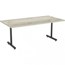 Special-T Kingston Training Table Component - Aged Driftwood Rectangle Top - Black T-shaped Base - 72