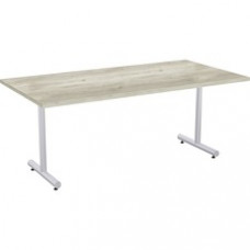Special-T Kingston Training Table Component - Aged Driftwood Rectangle Top - Metallic Sand T-shaped Base - 72