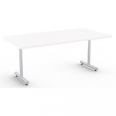 Special-T Kingston Training Table Component - White Rectangle Top - Metallic Sand T-shaped Base - 72