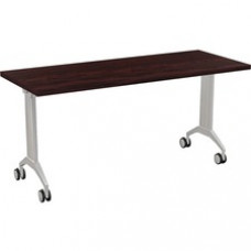 Special-T Link Flip & Nest Table - Espresso Rectangle Top - Metallic Silver T-shaped Base - 48