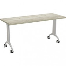 Special-T Link Flip & Nest Table - Aged Driftwood Rectangle Top - Metallic Silver T-shaped Base - 48
