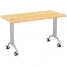 Special-T Link Flip & Nest Table - Crema Maple Rectangle Top - Metallic Silver T-shaped Base - 48