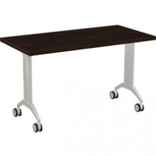 Special-T Link Flip & Nest Table - Espresso Rectangle Top - Metallic Silver T-shaped Base - 48