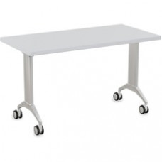 Special-T Link Flip & Nest Table - Light Gray Rectangle Top - Metallic Silver T-shaped Base - 48
