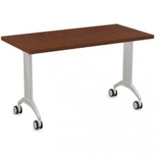 Special-T Link Flip & Nest Table - Mahogany Rectangle Top - Metallic Silver T-shaped Base - 48