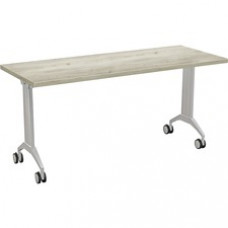 Special-T Link Flip & Nest Table - Aged Driftwood Rectangle Top - Metallic Silver T-shaped Base - 60