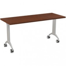 Special-T Link Flip & Nest Table - Mahogany Rectangle Top - Metallic Silver T-shaped Base - 60