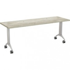 Special-T Link Flip & Nest Table - Aged Driftwood Rectangle Top - Metallic Silver T-shaped Base - 72