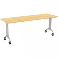 Special-T Link Flip & Nest Table - Crema Maple Rectangle Top - Metallic Silver T-shaped Base - 72
