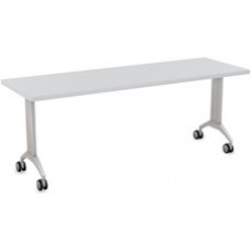 Special-T Link Flip & Nest Table - Light Gray Rectangle Top - Metallic Silver T-shaped Base - 72