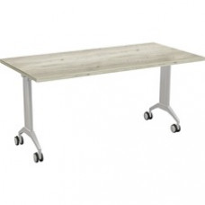 Special-T Link Flip & Nest Table - Aged Driftwood Rectangle Top - Metallic Silver T-shaped Base - 60
