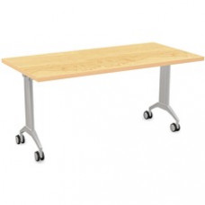 Special-T Link Flip & Nest Table - Crema Maple Rectangle Top - Metallic Silver T-shaped Base - 60