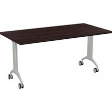 Special-T Link Flip & Nest Table - Espresso Rectangle Top - Metallic Silver T-shaped Base - 60