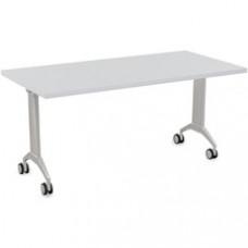 Special-T Link Flip & Nest Table - Light Gray Rectangle Top - Metallic Silver T-shaped Base - 60