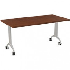 Special-T Link Flip & Nest Table - Mahogany Rectangle Top - Metallic Silver T-shaped Base - 60