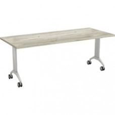 Special-T Link Flip & Nest Table - Aged Driftwood Rectangle Top - Metallic Silver T-shaped Base - 72