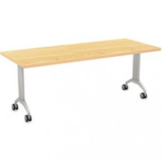 Special-T Link Flip & Nest Table - Crema Maple Rectangle Top - Metallic Silver T-shaped Base - 72
