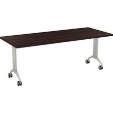 Special-T Link Flip & Nest Table - Espresso Rectangle Top - Metallic Silver T-shaped Base - 72