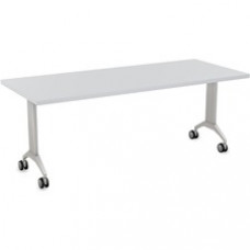 Special-T Link Flip & Nest Table - Light Gray Rectangle Top - Metallic Silver T-shaped Base - 72