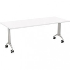 Special-T Link Flip & Nest Table - White Rectangle Top - Metallic Silver T-shaped Base - 72
