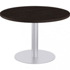 Special-T Sienna Cafe Table - Brown Round Top - Powder Coated, Metallic Silver Base x 1.25