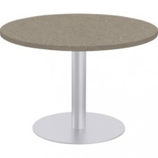 Special-T Sienna Cafe Table - Brown Round Top - Powder Coated, Metallic Silver Base x 1.25