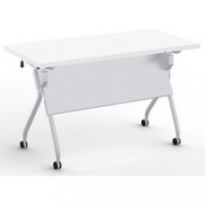Special-T Transform-2 Flip & Nest Table - White Rectangle Top - Silver Cross Beam Base x 48