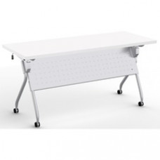 Special-T Transform-2 Flip & Nest Table - White Rectangle Top - Silver Cross Beam Base x 60