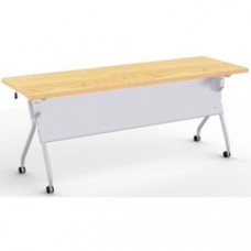 Special-T Transform-2 Flip & Nest Table - Crema Maple Rectangle Top - Silver Cross Beam Base x 72