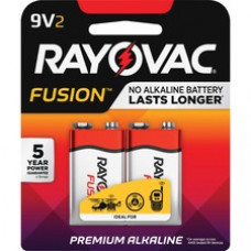 Rayovac Fusion Advanced Alkaline 9V Batteries - For Multipurpose - 9 V DC - 2 / Pack
