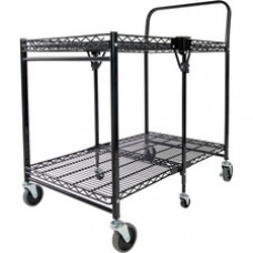 Stanley Folding Utility Cart - 2 Shelf - 500 lb Capacity - 6 Casters - Steel Frame - Black - 1 Each