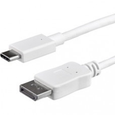 StarTech.com 3ft/1m USB C to DisplayPort 1.2 Cable 4K 60Hz - USB Type-C to DP Video Adapter Monitor Cable HBR2 - TB3 Compatible - White - USB C to DisplayPort 1.2 Cable w/ 4K 60Hz/HBR2/5.1 Audio/HDCP 2.2/1.4 - Integrated video adapter minimizes signal los