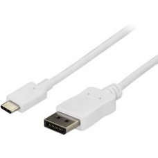 StarTech.com 6ft/1.8m USB C to DisplayPort 1.2 Cable 4K 60Hz - USB Type-C to DP Video Adapter Monitor Cable HBR2 - TB3 Compatible - White - USB C to DisplayPort 1.2 Cable w/ 4K 60Hz/HBR2/5.1 Audio/HDCP 2.2/1.4 - Integrated video adapter minimizes signal l