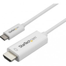 StarTech.com 3ft (1m) USB C to HDMI Cable - 4K 60Hz USB Type C DP Alt Mode to HDMI 2.0 Video Display Adapter Cable - Works w/Thunderbolt 3 - White 3.3ft/1m USB Type C DP Alt Mode HBR2 to HDMI 2.0 Cable 4K 60Hz/1080p | 7.1 Audio | HDCP 2.2/1.4 - Video Adap